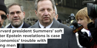 Larry Summers, center, is surrounded by the media in 2005 amid calls for his resignation. Jodi Hilton/Getty Images